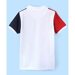 Pine Kids 100% Cotton Knit Half Sleeves Bio Washed Logo Print T-Shirt - Red Navy & White
