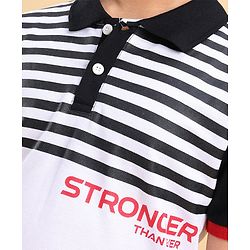 Pine Kids Cotton Knit Half Sleeves Striped Biowashed T-Shirt - White