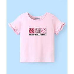 Pine Kids 100% Cotton Knit Half Sleeves Biowashed T-Shirt Text Print - Crystal Pink