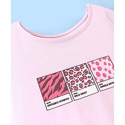 Pine Kids 100% Cotton Knit Half Sleeves Biowashed T-Shirt Text Print - Crystal Pink