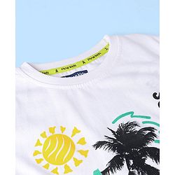 Pine Kids 100% Cotton Knit Half Sleeves T-Shirt Summer Print- White