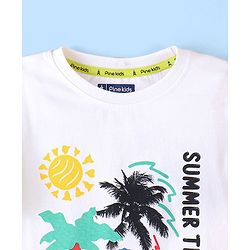 Pine Kids 100% Cotton Knit Half Sleeves T-Shirt Summer Print- White