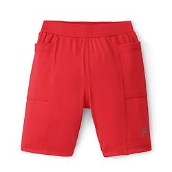 Pine Active Knee Length Solid Dyed Cycling Shorts - Red