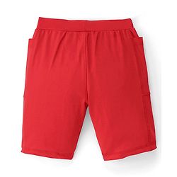 Pine Active Knee Length Solid Dyed Cycling Shorts - Red