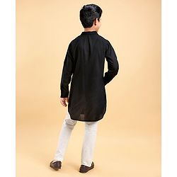Pine Kids Full Sleeves Pathani Kurta & Pyjama Set Solid Colour - Black & White