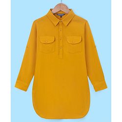 Pine Kids Rayon Woven Full Sleeves Solid Pathani Kurta- Yellow