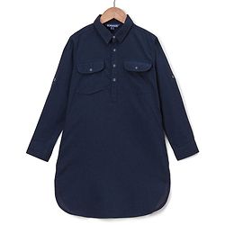 Pine Kids Full Sleeves Solid Pathani Kurta & Pyjama Set Solid Colour - Navy  Blue