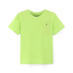 Pine Kids 100% Cotton Knit Half Sleeves Bio Washed Solid Color T-Shirt - Lime Punch
