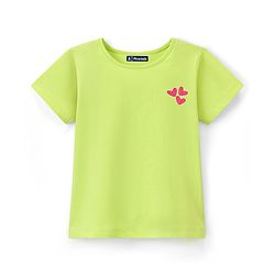Pine Kids 100%  Cotton Knit Biowashed Half Sleeves T-Shirt With Heart Print - Green