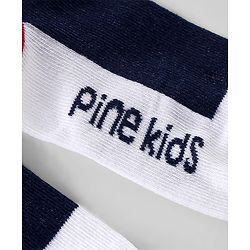 Pine Kids High Ankle Length Socks Logo Print Pack Of 3 - Navy Blue Red & White