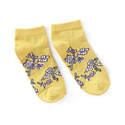 Pine Kids Ankle Length Printed Socks Floral Print Pack Of 3 - Yellow Green & Purple