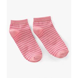Pine Kids Ankle Length Printed Socks Striped Pack of 3 - Orange & Pink