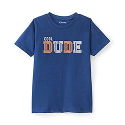 Pine Kids Cotton Half Sleeves T-Shirt Text Print - Blue Limoges