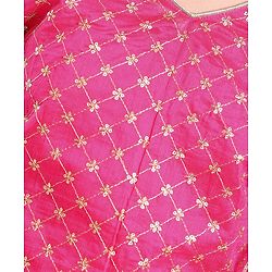 Pine Kids Half Sleeves Embroidered Lehenga Choli Set with Dupatta Floral Print - Pink