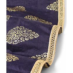 Pine Kids Half Sleeves Choli & Lehenga With Dupatta Set Zari Design - Navy Blue