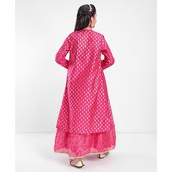 Pine Kids Choli & Lehenga With Full Sleeves Shurg Zari Design - Pink