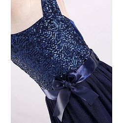 Pine Kids Sleeveless All Over Sequins Party Wear Dress - Navy
