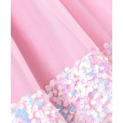 Pine Kids Half Sleeves Sequined Knee Length Party Wear Dress- Pink