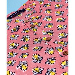 Pine Kids Full Sleeves Kurta Pyjama Set With Floral Print - Pink
