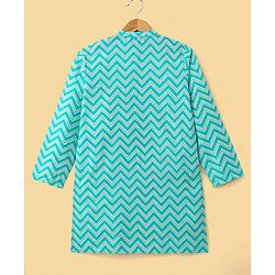 Pine Kids Full Sleeves Chevron Printed Kurta & Pyjama Set - Light Blue