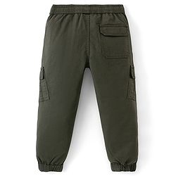 Pine Kids Cotton Elastane Full Length Multi Pocket Solid Jogger- Green