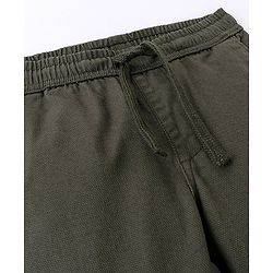 Pine Kids Cotton Elastane Full Length Multi Pocket Solid Jogger- Green