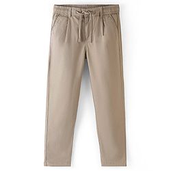 Pine Kids Cotton Elastane Woven   Full Length Solid Color Trouser - Beige