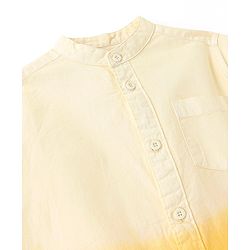 Pine Kids 100% Cotton Full Sleeves Solid Shirt with Dip Dye Effect - Yellow