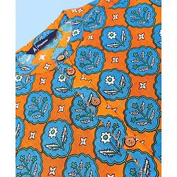 Pine Kids 100% Cotton Full Sleeves Printed Kurta & Pyjama Set- Orange Blue & White