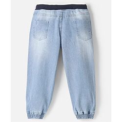 Pine Kids Cotton Elastane Full Length  Washed Denim Jeans with Ribbed Waist - Ice Blue