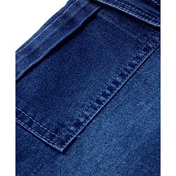 Pine Kids Denim Full Length Jeans With Stretch & Text Print - Blue - Mid Blue