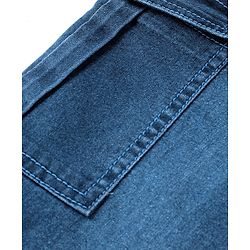Pine Kids Denim Full Length Jeans With Stretch & Text Print - Blue - Mid Blue