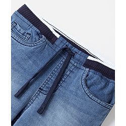 Pine Kids Denim Full Length Jeans With Stretch & Text Print - Blue - Mid Blue