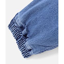 Pine Kids Denim Full Length Jeans With Stretch & Text Print - Blue - Mid Blue