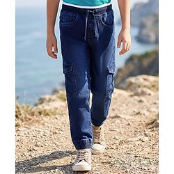 Pine Kids Denim Washed Full Length  Cargo Jogger - Blue