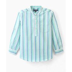 Pine Kids 100% Cotton Full Sleeves Stripe Shirt - Green