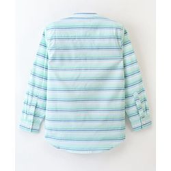 Pine Kids 100% Cotton Full Sleeves Front Half Placket Buttons Striped Shirt - Green