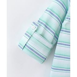 Pine Kids 100% Cotton Full Sleeves Front Half Placket Buttons Striped Shirt - Green