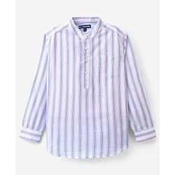 Pine Kids 100% Cotton Full Sleeves Front Half Placket Buttons Striped Shirt - White