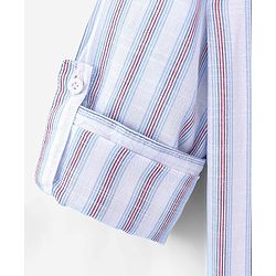 Pine Kids 100% Cotton Full Sleeves Front Half Placket Buttons Striped Shirt - White