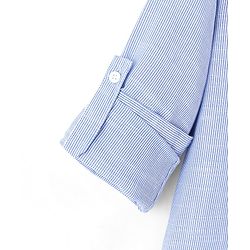 Pine Kids 100% Cotton Woven Full Sleeves Striped Hooded Shirt with Utility Pocket - Blue