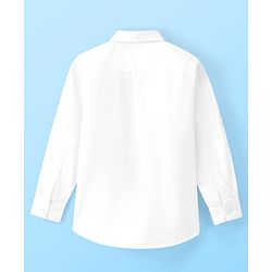 Pine Kids Cotton Woven Full Sleeves Front Open with Roll up Sleeves Solid Shirt - White
