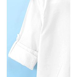 Pine Kids Cotton Woven Full Sleeves Front Open with Roll up Sleeves Solid Shirt - White