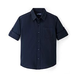 Pine Kids 100% Cotton Full Sleeves Shirt Solid Color -  Dark Blue