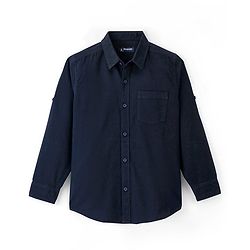 Pine Kids 100% Cotton Full Sleeves Shirt Solid Color -  Dark Blue