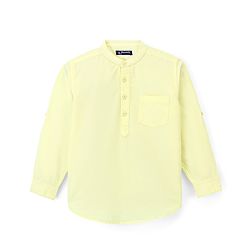 Pine Kids Cotton Woven Full Sleeves Solid Shirt - Yellow