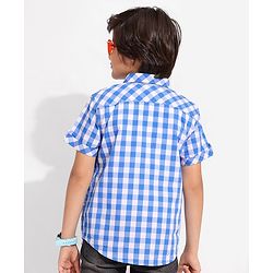 Pine Kids 100% Cotton Half Sleeves Check Shirt with Inner Tee - Blue