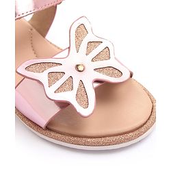 Pine Kids Velcro Closure Sandals with Butterfly Applique - Pink
