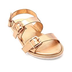 Pine Kids Party Wear Sandals With Buckle Closure - Rose Gold