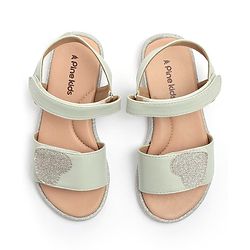 Pine Kids Velcro Closure Sandals with Heart Patch - Blue